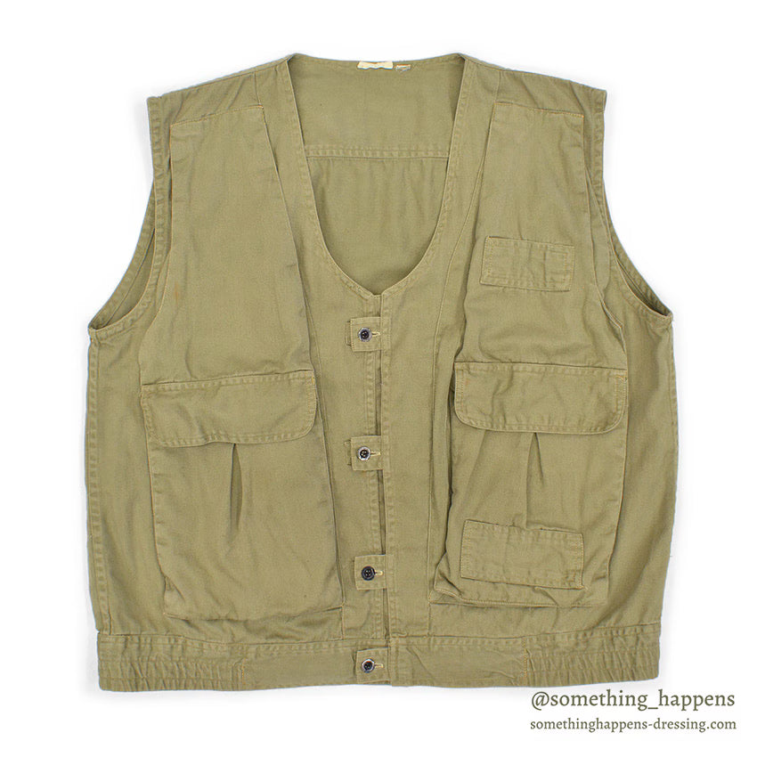 1970's~ UNUSUAL COTTON TWILL FISHING VEST...