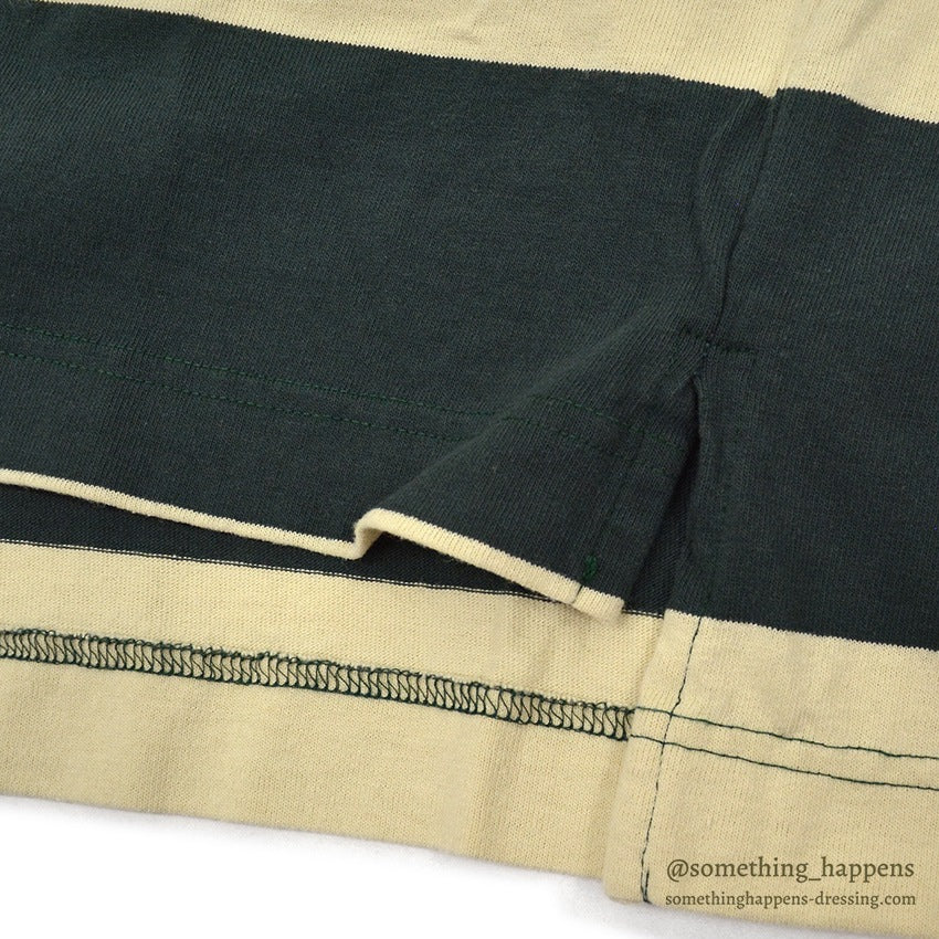 1990's DEADATOCK GAP GREEN/CREAM WIDE STRIPE COTTON L/S TEE ... S