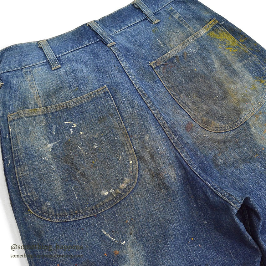 1940's U.S.NAVY WW2 DENIM TROUSERS PAINT SPLATTER/FADED ... W30/L30