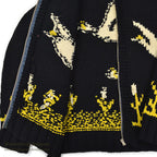 1950's OLD BLACK COWICHAN SWEATER DUCKS AND FLOWERS...