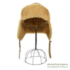 1980's BICK MOUTON SHEARLING HAT LIGHT BROWN ... XL