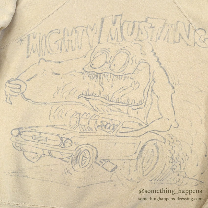 1960's MIGHTY MUSTANG HAND DRAWING SWEAT SHIRT...