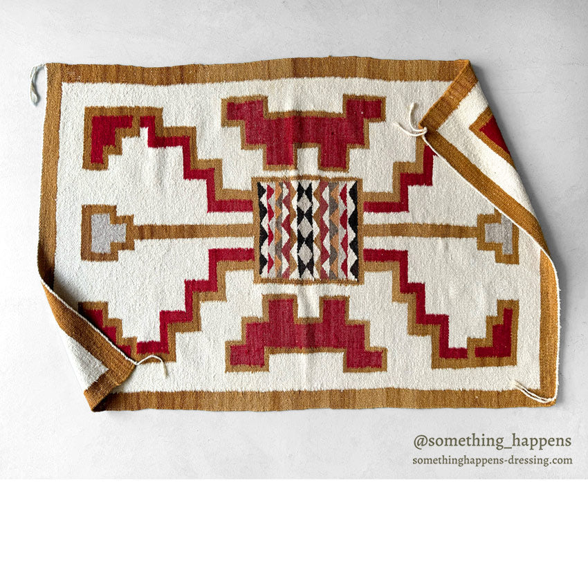 c.1940's NAVAJO RUG / RARE PATTERN / SMALL RUG IN RUG ... 128cm/74cm