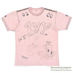 1960's TOWNCRAFT HAND DRAWING T-SHIRT / PINK...M