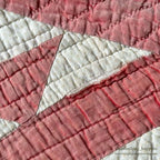 ANTIQUE RED / WHITE DOUBLE SQUARE PATCHWORK CRIB QUILT... 100cm/94cm