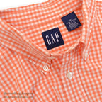 1990's~ GAP ORANGE GINGHAM CHECK B/D SHIRT ... M