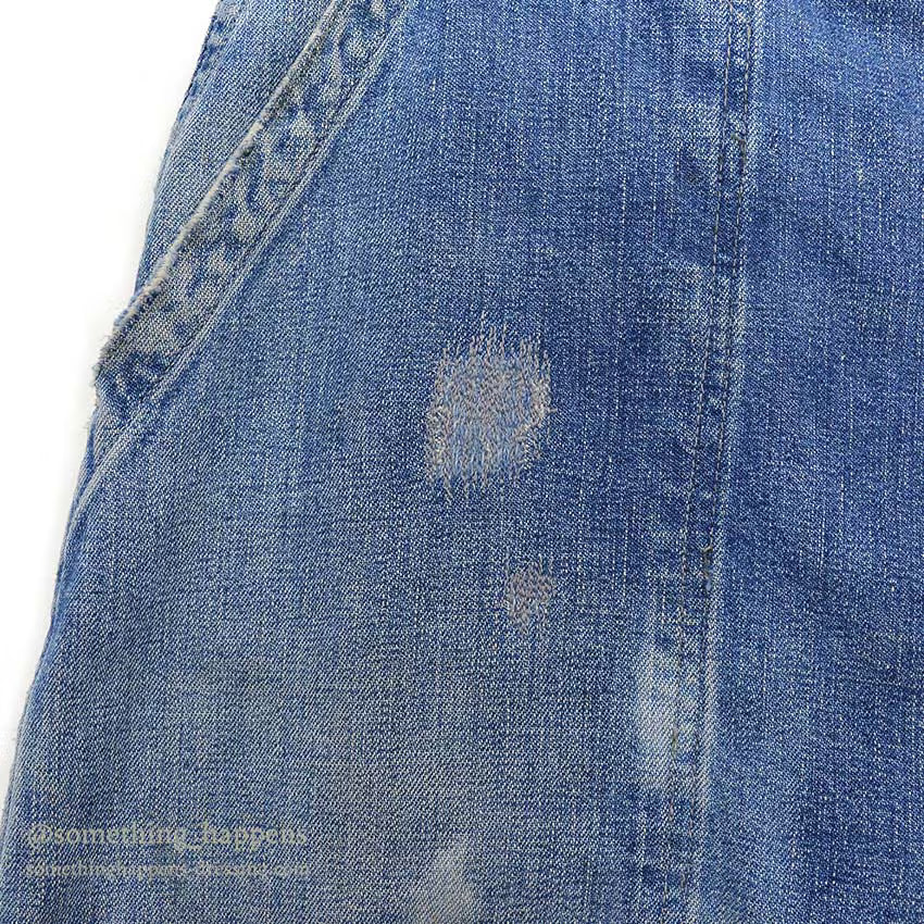 1940's U.S.NAVY BLEACHED DENIM TROUSERS / METAL BUTTON ... Fits W30