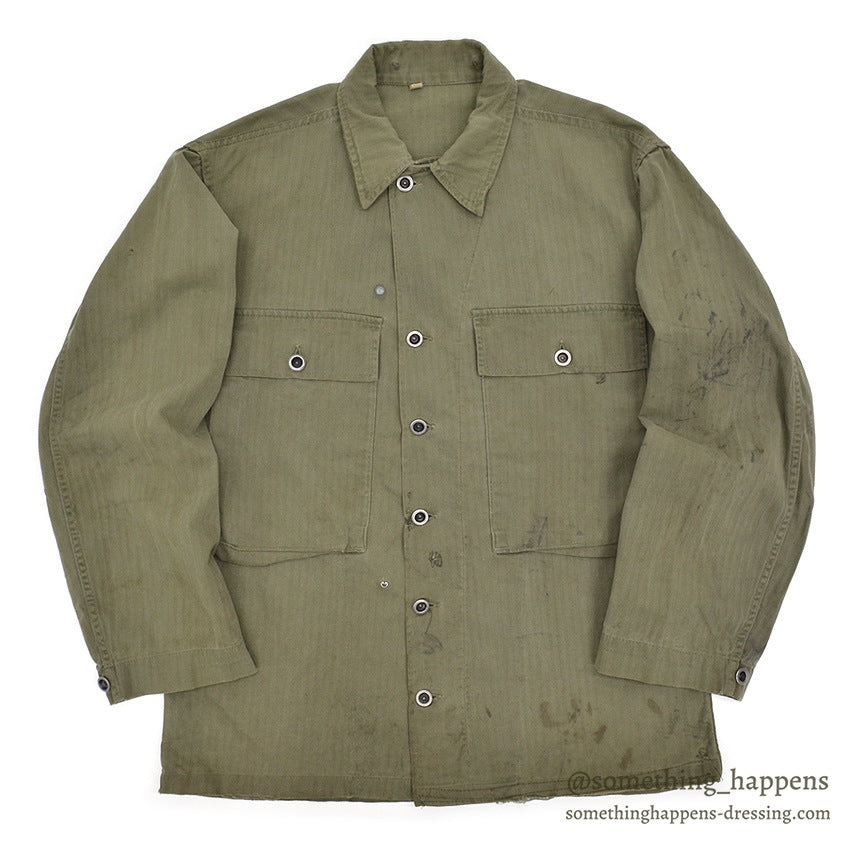 1940's U.S.ARMY WW2 M-43 HBT JACKET / UNUSUAL METAL BUTTON ... 38R