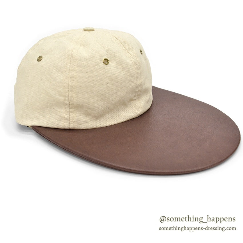1990's ORVIS CANVAS / LEATHER LONG BILL FISHING CAP / NO LOGO...