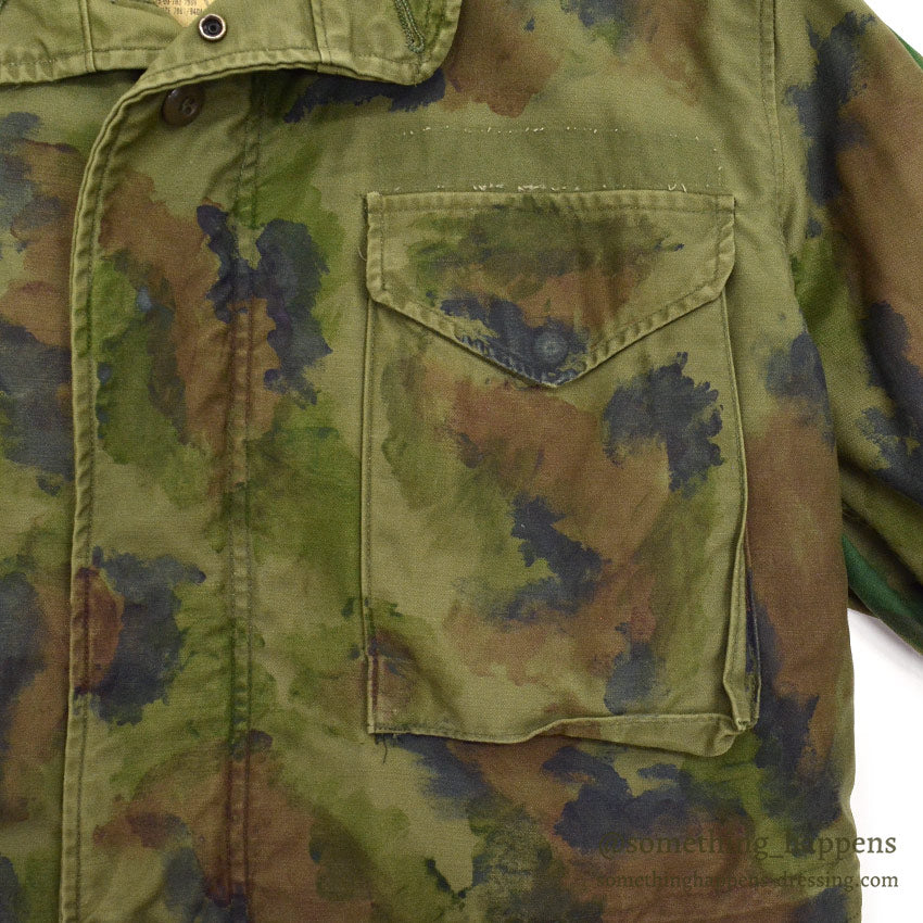 1970's M-65 USN MIUW-604 HAND PAINTED CAMO FIELD JACKET WITH LINER... MR
