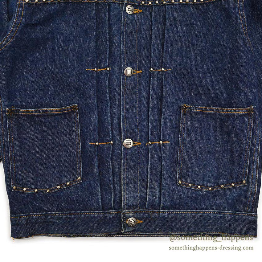 1940's~ MONTGOMERY WARD 101 BUCKLE BACK DENIM JACKET / COOL STUDS...