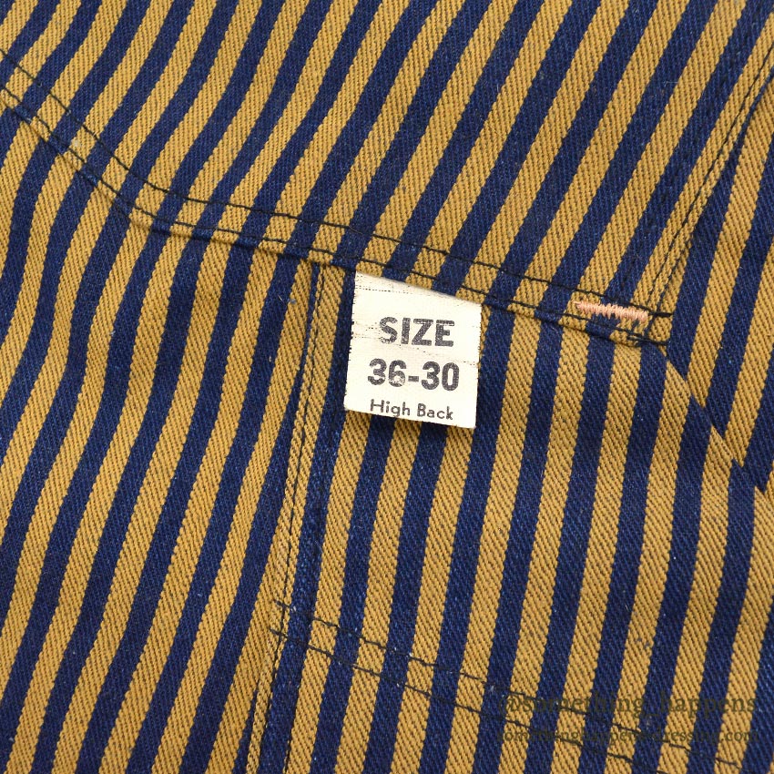 1940's DEADSTOCK PAYDAY WW2 BROWN EXPRESS STRIPED OVERALL / HIGH BACK ... W36/L30