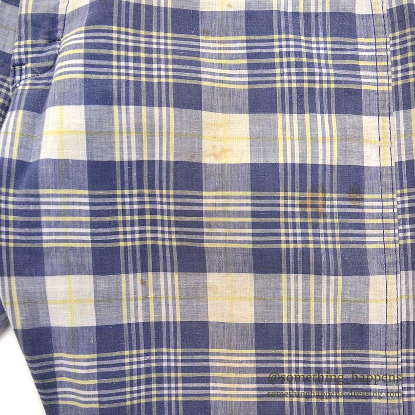 1960's INDIA MADRAS 5 POCKETS COTTON PANTS / TAPERED LEG ... W35/L29