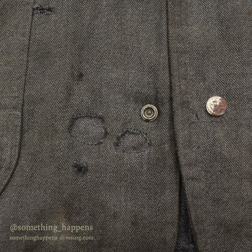 1930's MONTGOMERY WARD SALT AND PEPPER COVERALL / CHIN STRAP & SNAP BUTTON...