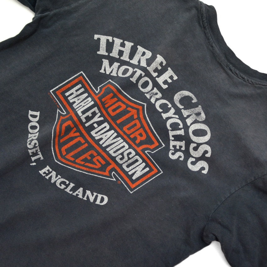 80's HARLEY DAVIDSON 'All Cotton Double-Sided' England Dealer...