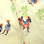 60's Sportswear Black Print Italian Collar Aloha Shirt...
