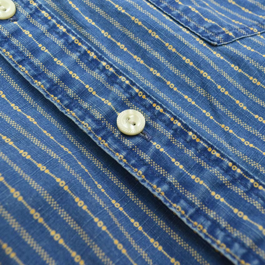Polo by Ralph Lauren 'Indigo Calico' Chin Strap Gusseted Shirt... M