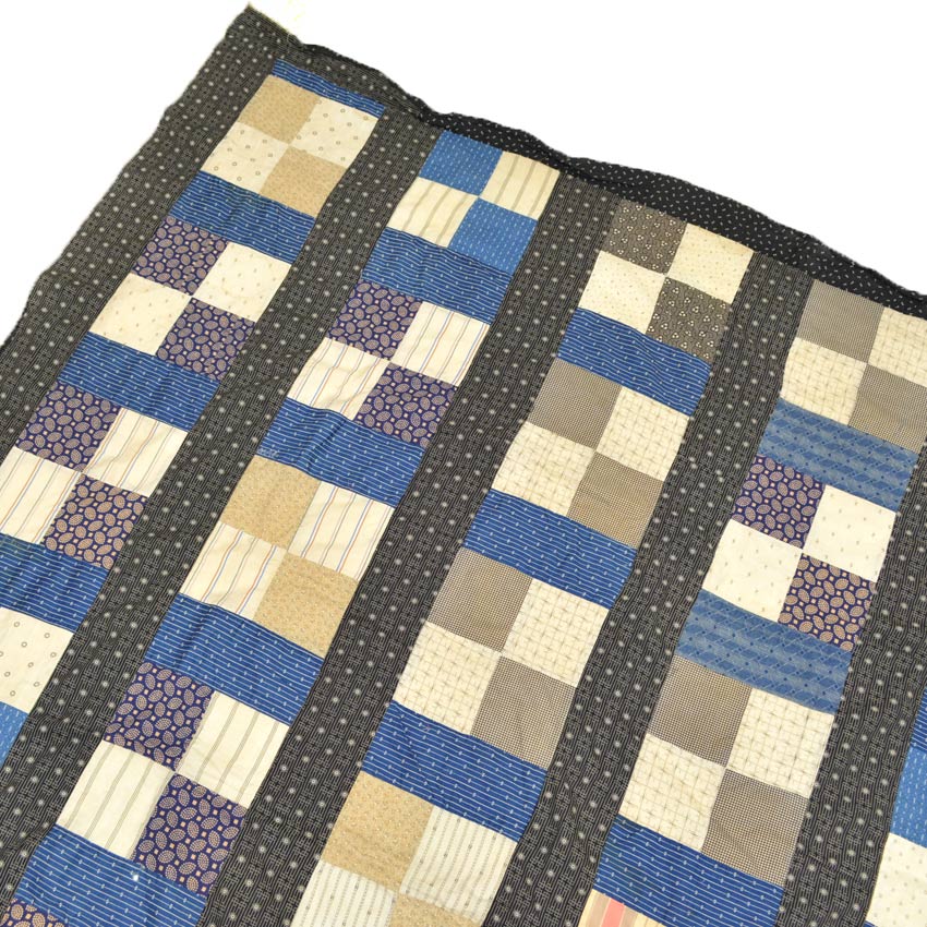 Circa 1880's~1920's Indigo Black Antique Quilt Top... 214cm×190cm