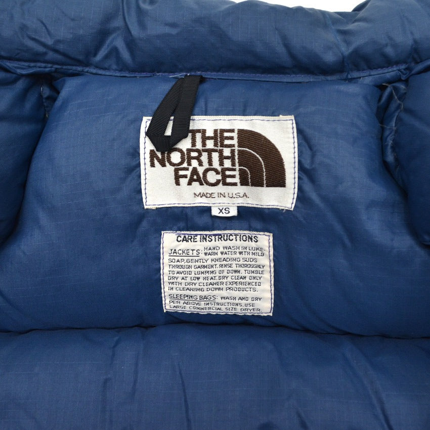 80's THE NORTH FACE Brown Tag Down Vest Navy ... XS