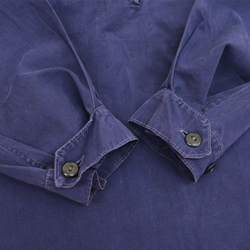 40's~ Cotton Half Zip Pull Over Shirts with Chinstrap...