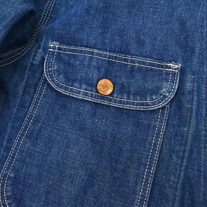 ~60's INDIGO 4POKETS DENIM COVERALL... 42