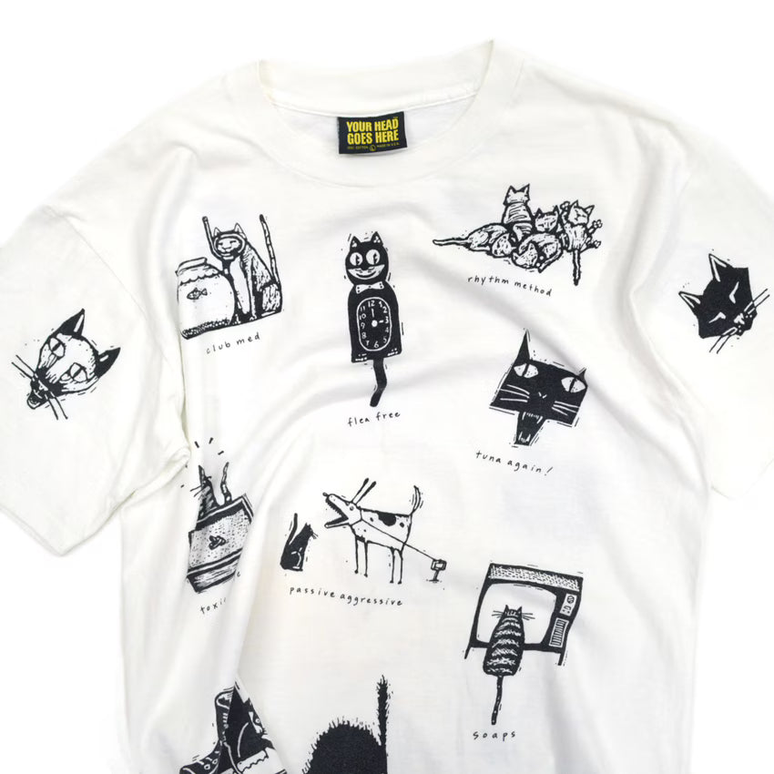 90's YOUR HEAD GOES HERE Cat Graphic T-Shirt ... L