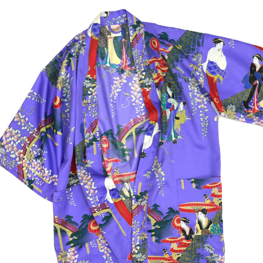 80s-era KIMONO Ukiyo-e Souvenir Robe, Made in Japan...