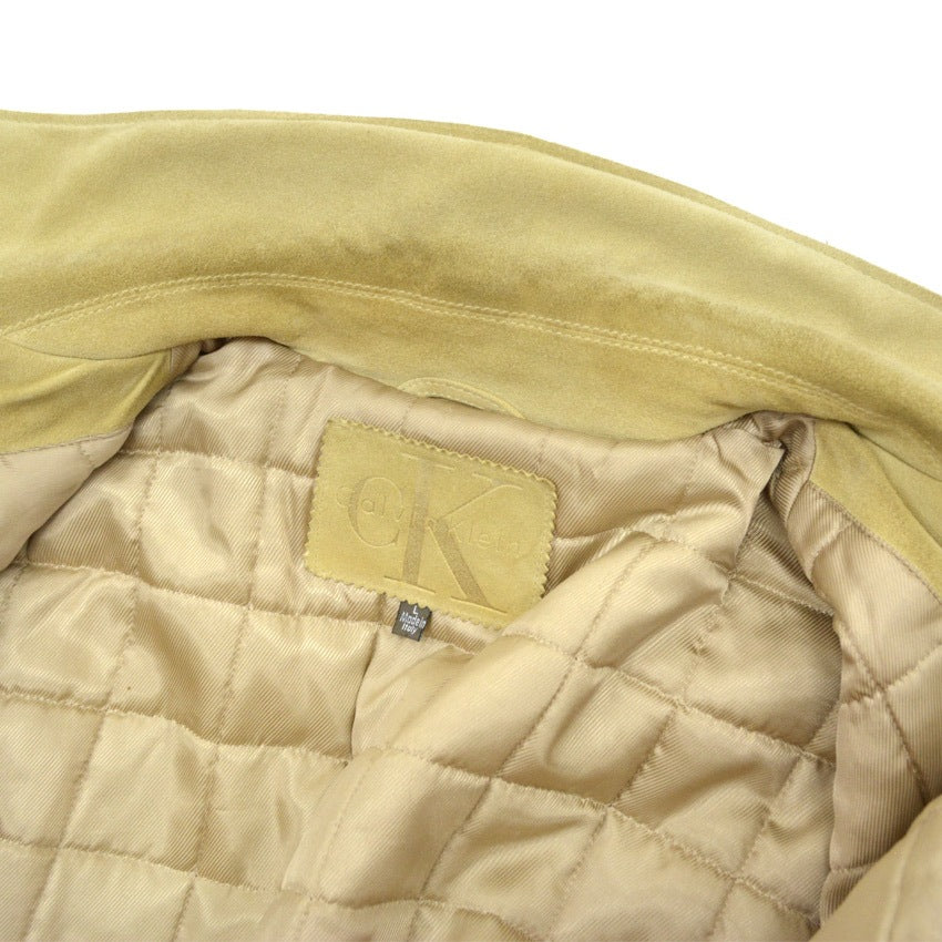 80s Calvin Klein suede leather jacket, made in Italy... L