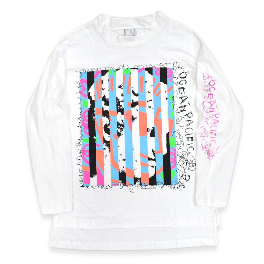 80's Deadstock OCEAN PACIFIC GRAPHIC DROPTAIL TEE...M