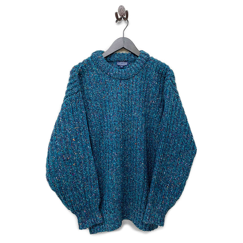 80s LAND'S END Irish-made marble-colored hand-knitted sweater...