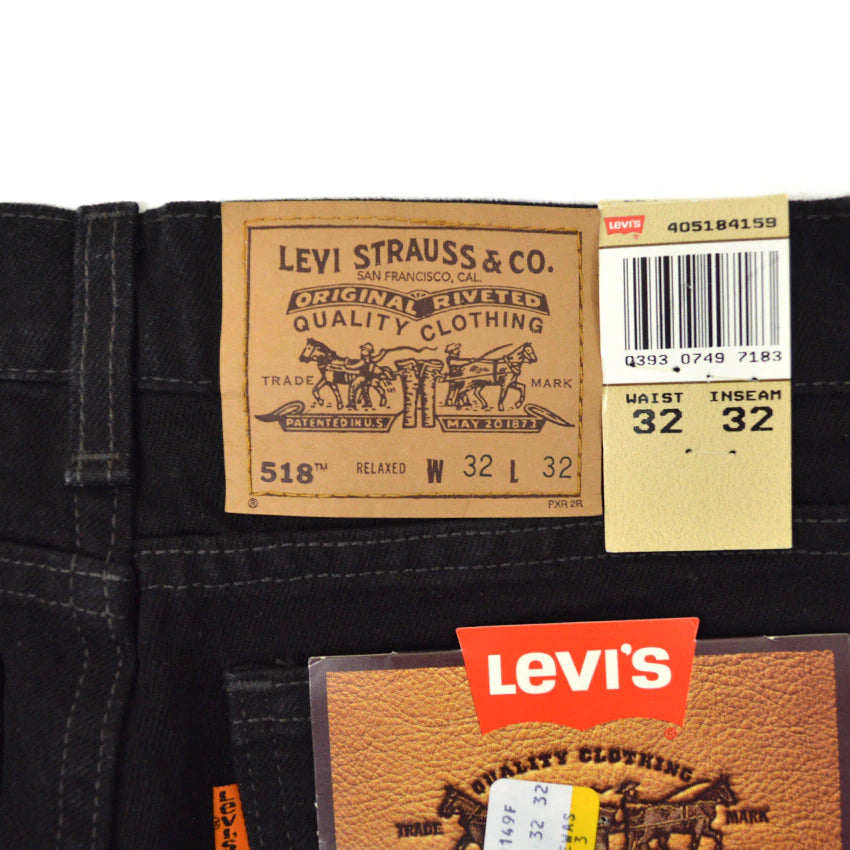 1990's Deadstock Levi's 518 Black Denim Pants... W32 L32