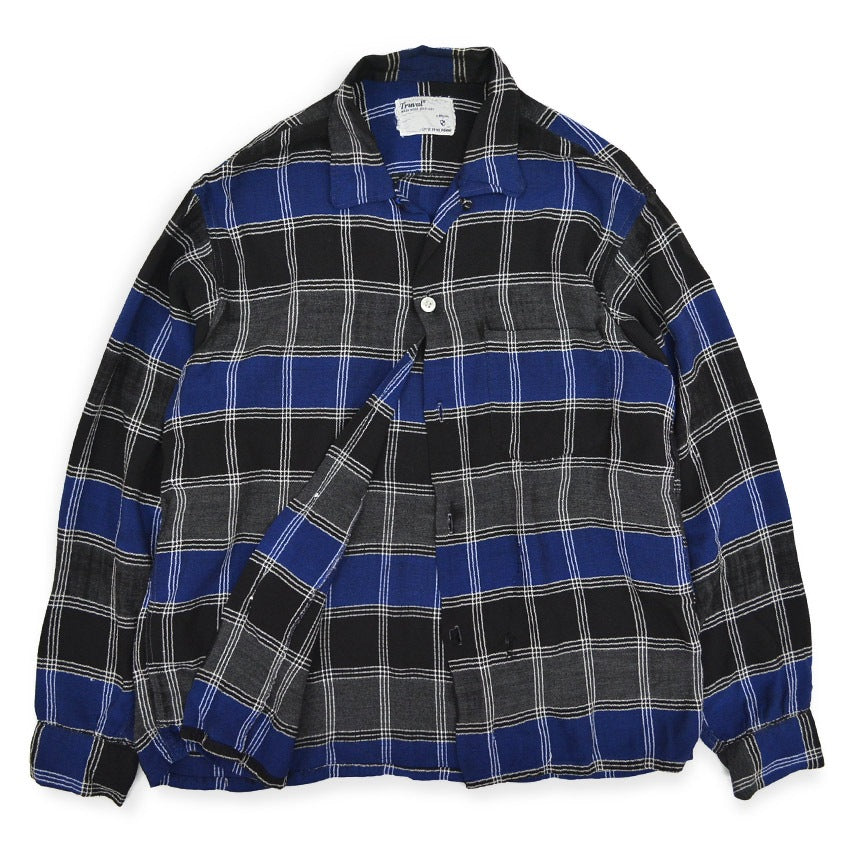 ~60's Truval Plaid Rayon Shirt...M