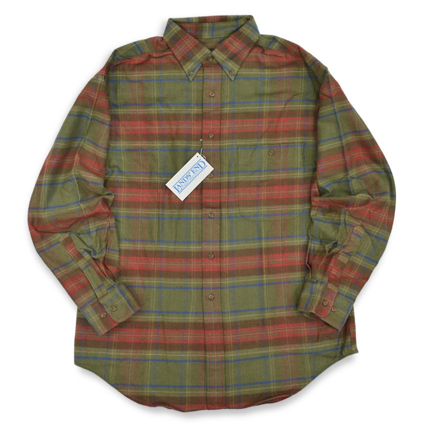 1990's DEADSTOCK LAND'S END LIGHT FLANNEL B/D SHIRT ... M
