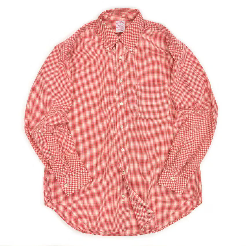 1980s Brooks Brothers Gingham Check Button-Down Shirt ... M