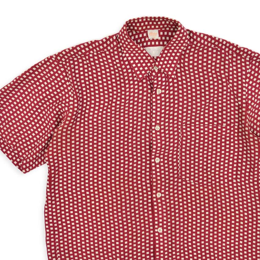 1960's〜 Deora Square Dots Rayon S/S Shirt Blood ... 40