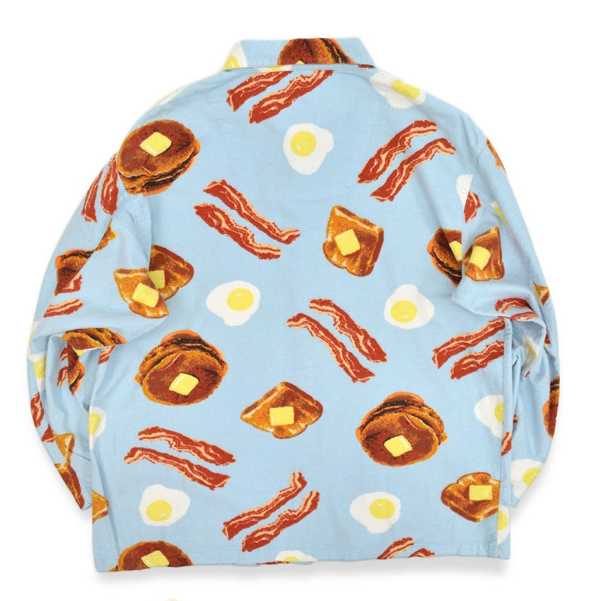 1990's~ BREAKFAST FLANNEL PAJAMA SHIRT...