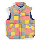 〜1980's PRINT PATCHWORK REVERSIBLE GOOSE DOWN VEST ...