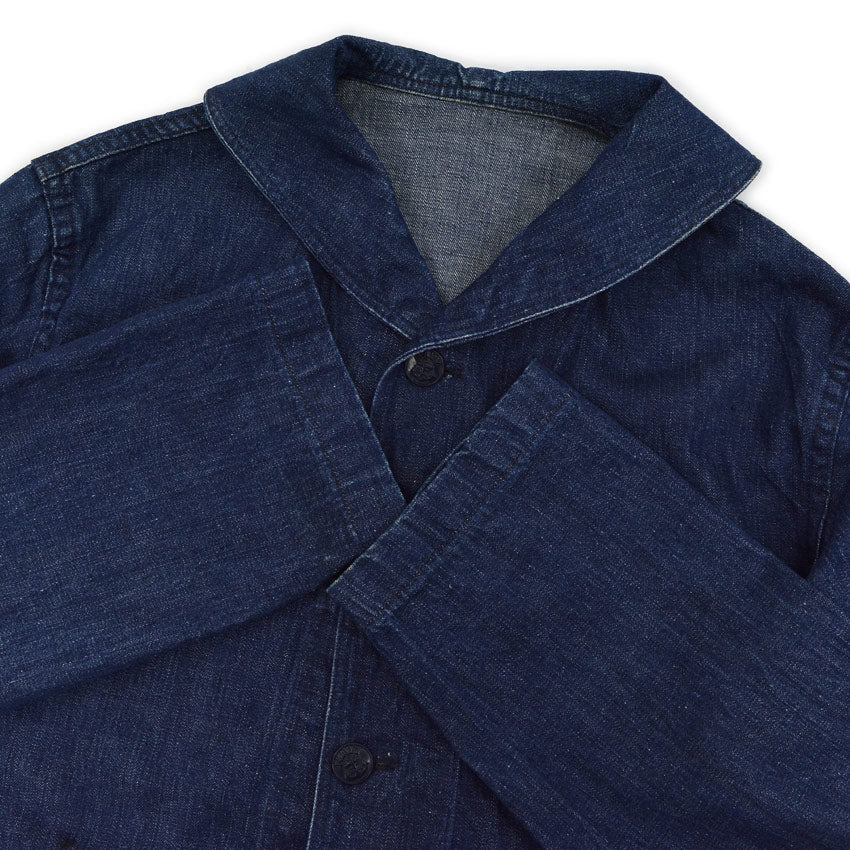 1940's U.S.NAVY WW2 SHAWL COLLAR DENIM JACKET BACK PAINT DARK ...