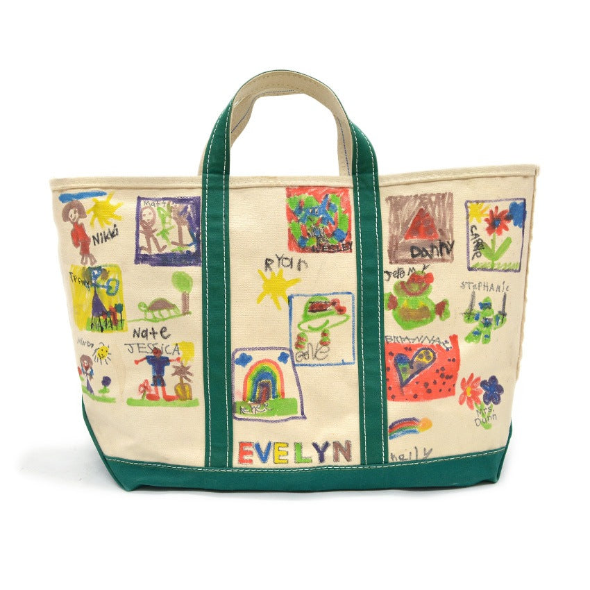 1980's L.L.BEAN ART PAINT BOAT AND TOTE GREEN ... LARGE