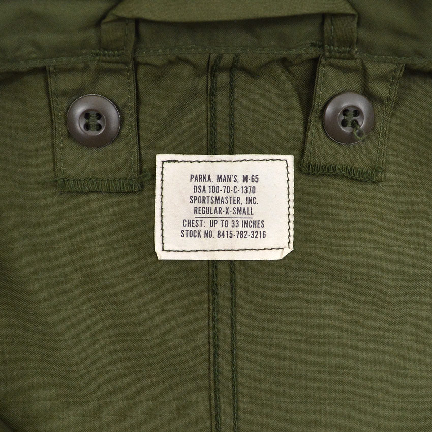 1970s Deadstock US Army Parka, Men's, M-65, Aluminum Zipper... X-Small