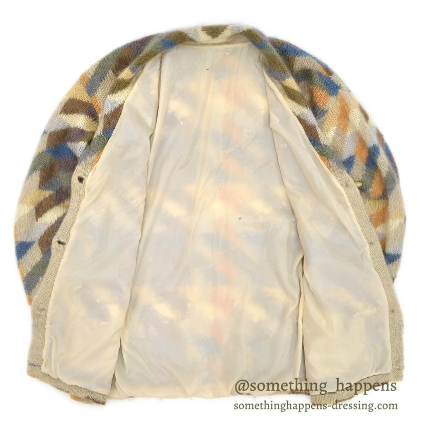 ~1990's MULTI COLOR MOHAIR SHAWL COLLAR JACKET...