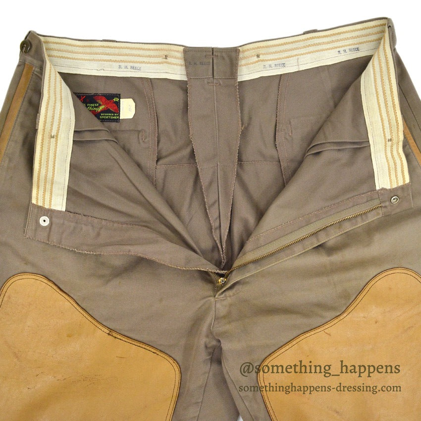 1960's 10-X SMOKY GRAY HUNTING PANTS LEATHER PATCH... W38 L28