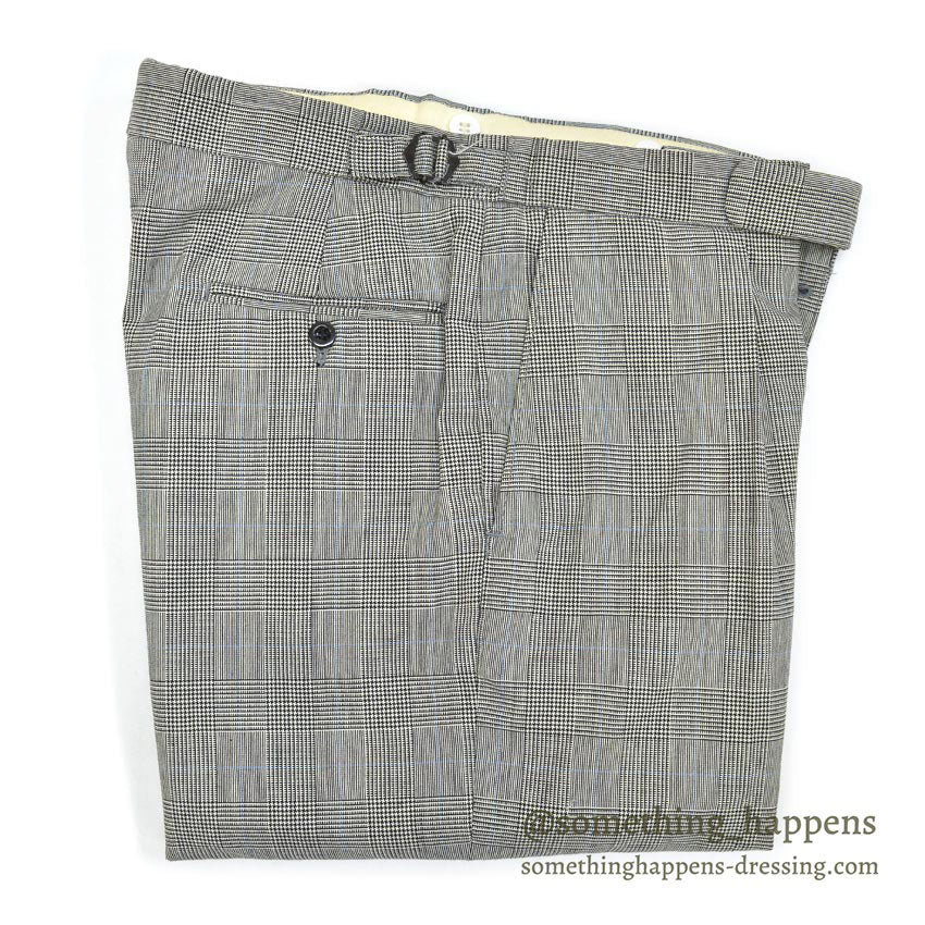 1960's~ EURO GLEN CHECK TROPICAL WOOL SLACKS... W32 L32