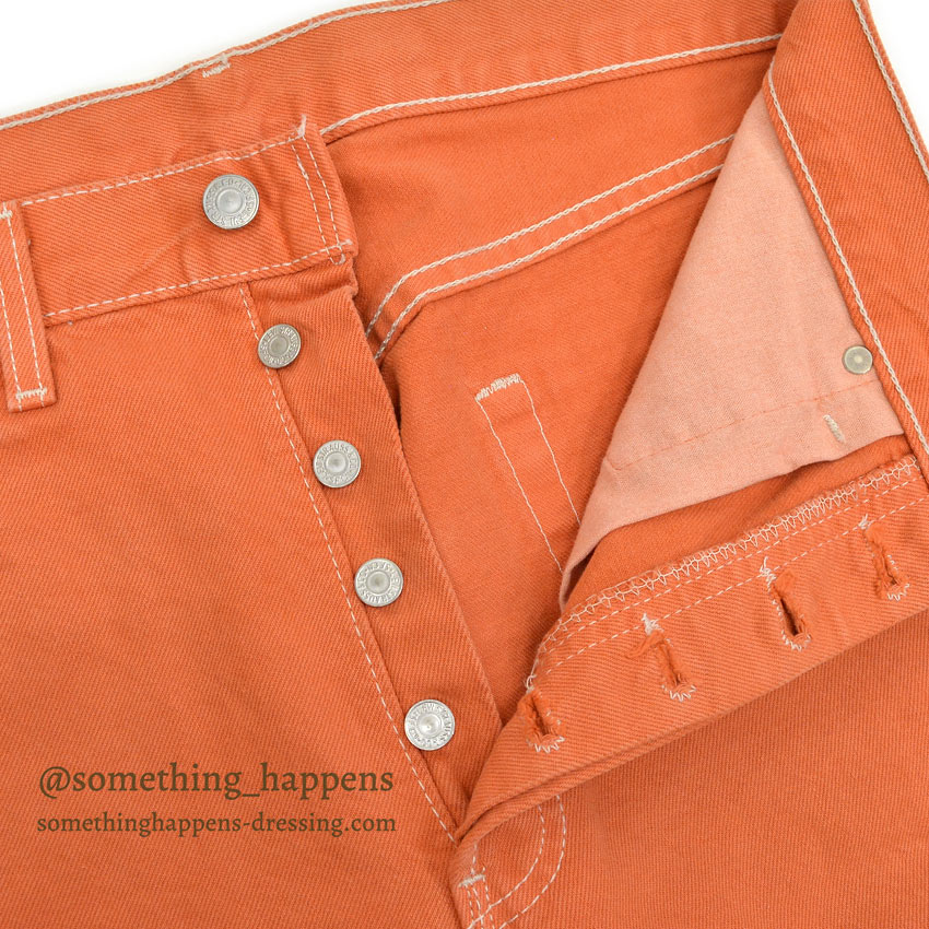 DEADSTOCK Levi's 501 ORANGE DENIM PANTS Made in USA... W33/L30