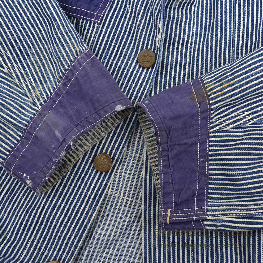 1930's〜 UNUSUAL HICKORY STRIPE SERVICE COAT 機関車ボタン ... Fits like 38