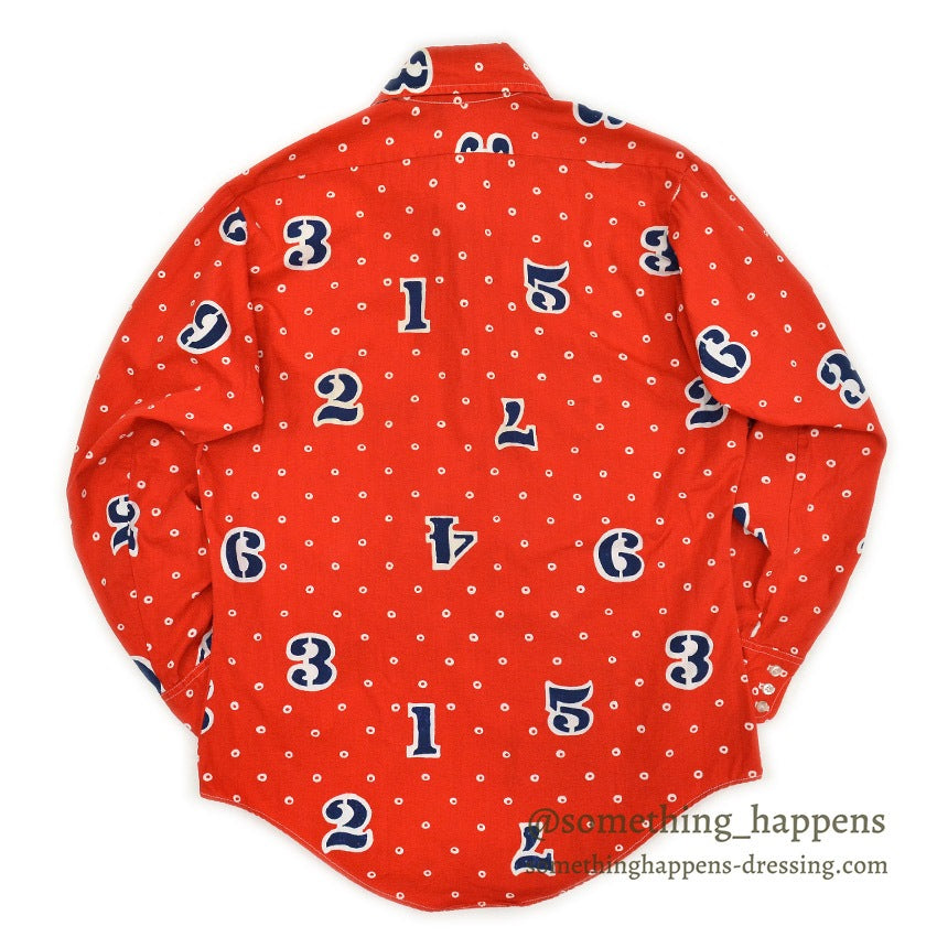 1970's BIANDI CELLINI NUMBERS DOTS COTTON RAYON SHIRT ... M