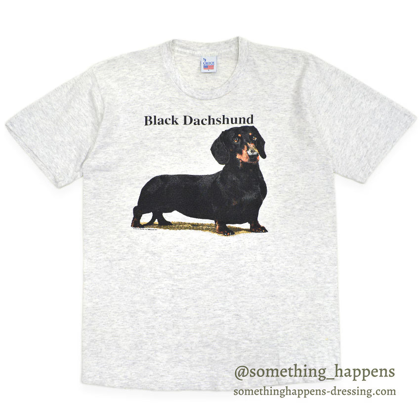 1990's NJ CROCE BLACK DACHSHUND PRINT T-SHIRT ... L