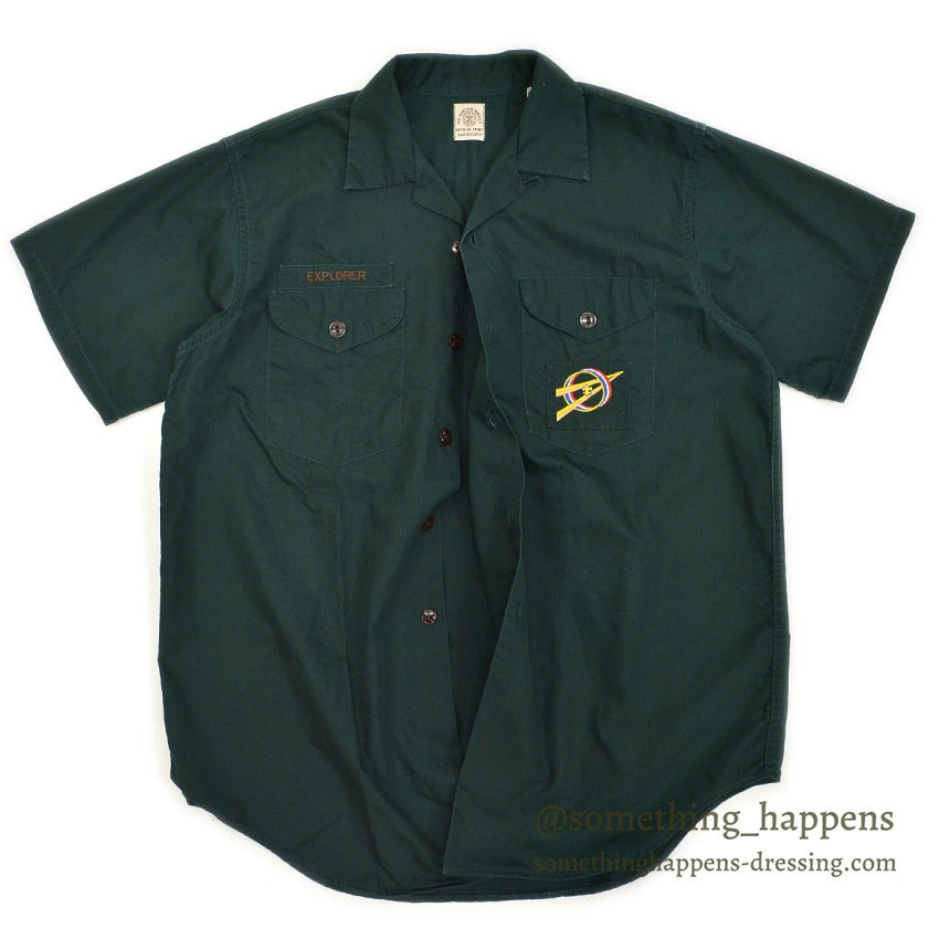 〜1960's B.S.A. FOREST GREEN S/S COTTON OFFICIAL SHIRT ... Fits like M