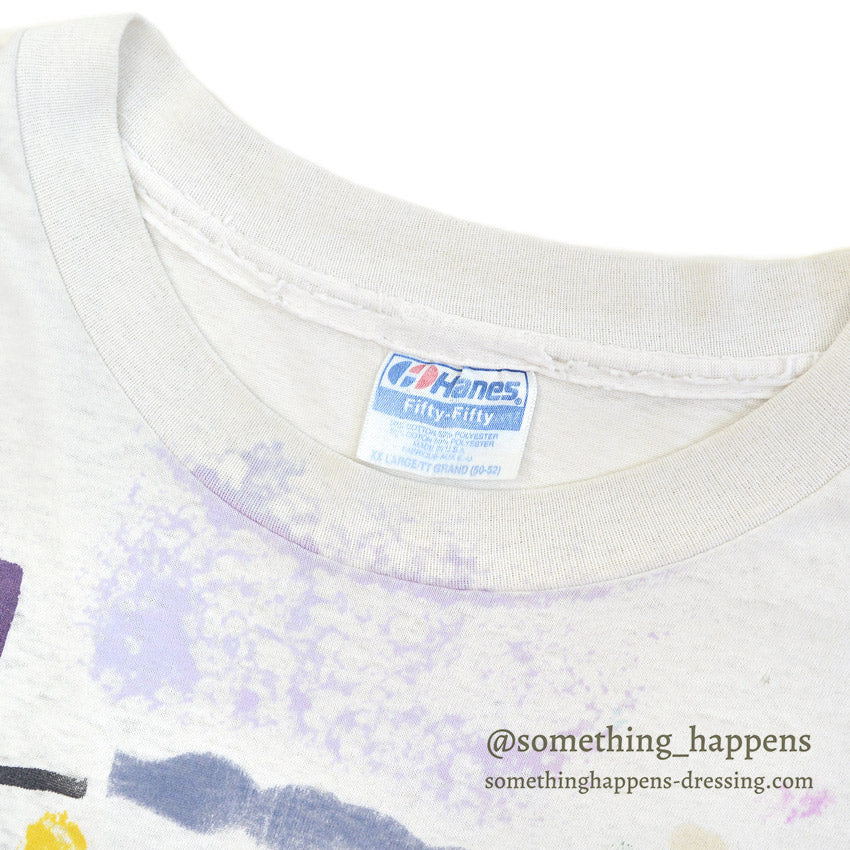 1990's HANES PANSIES FLOWER ART PRINT T-SHIRT ... XXL