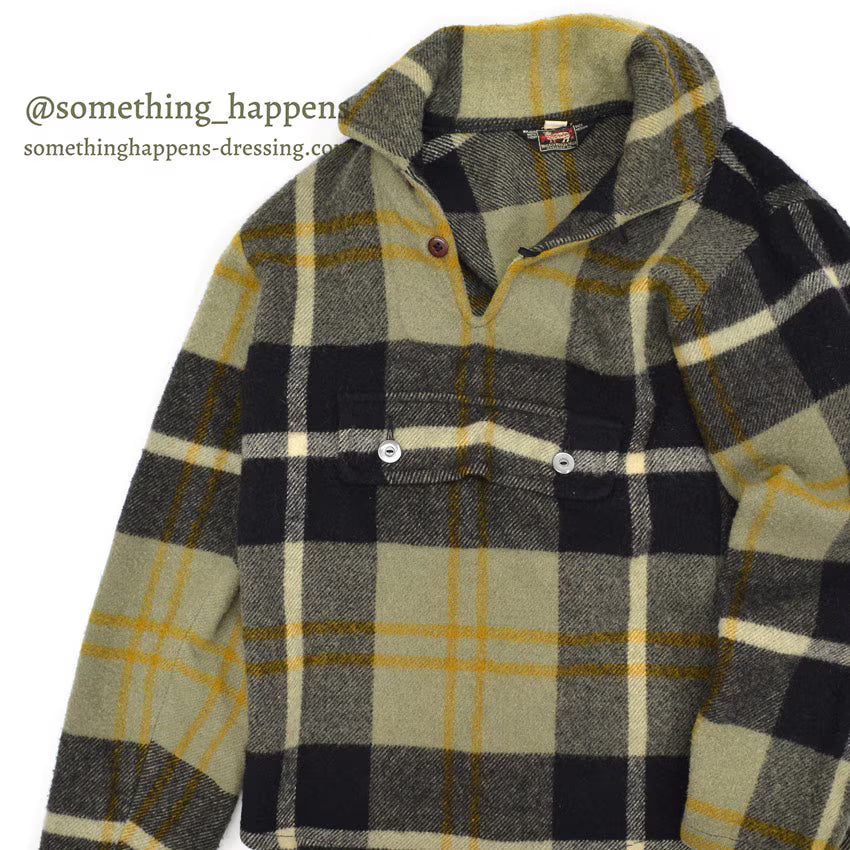 1950's~ WOOLRICH WOOL PLAID PULLOVER JACKET... MEDIUM